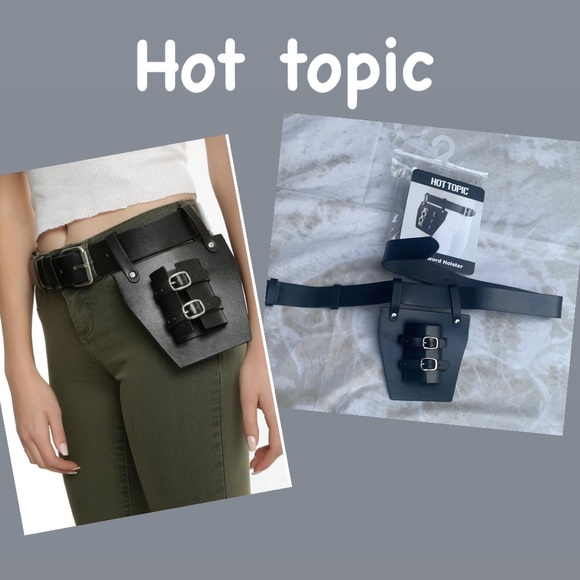 Hot Topic Accessories - Black Faux Leather Belt And Sword Holster